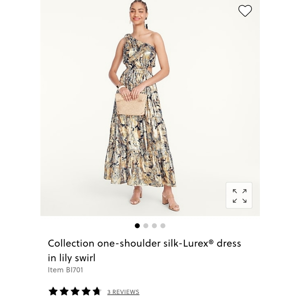 LAST ONE! 45. J.Crew Collection one-shoulder silk-Lurex® dress in lily swirl - Picture 10 of 13
